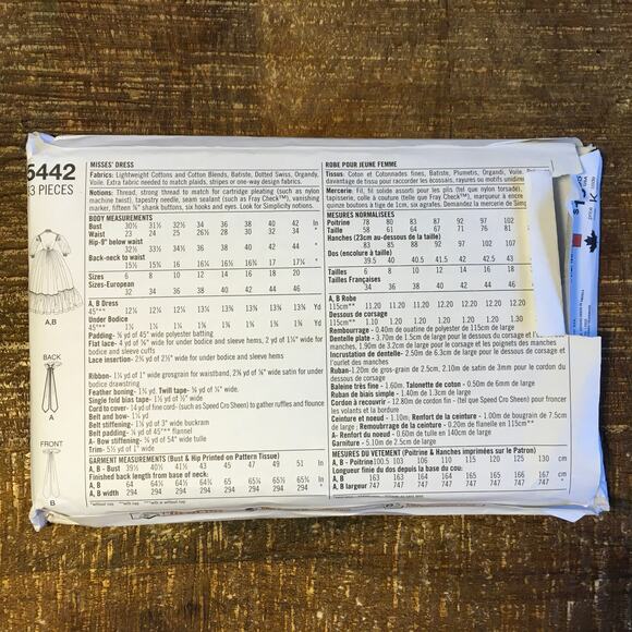 Simplicity Sewing Pattern 5442 Fashion Historian Civil War Wedding Dress UNCUT - Picture 2 of 2